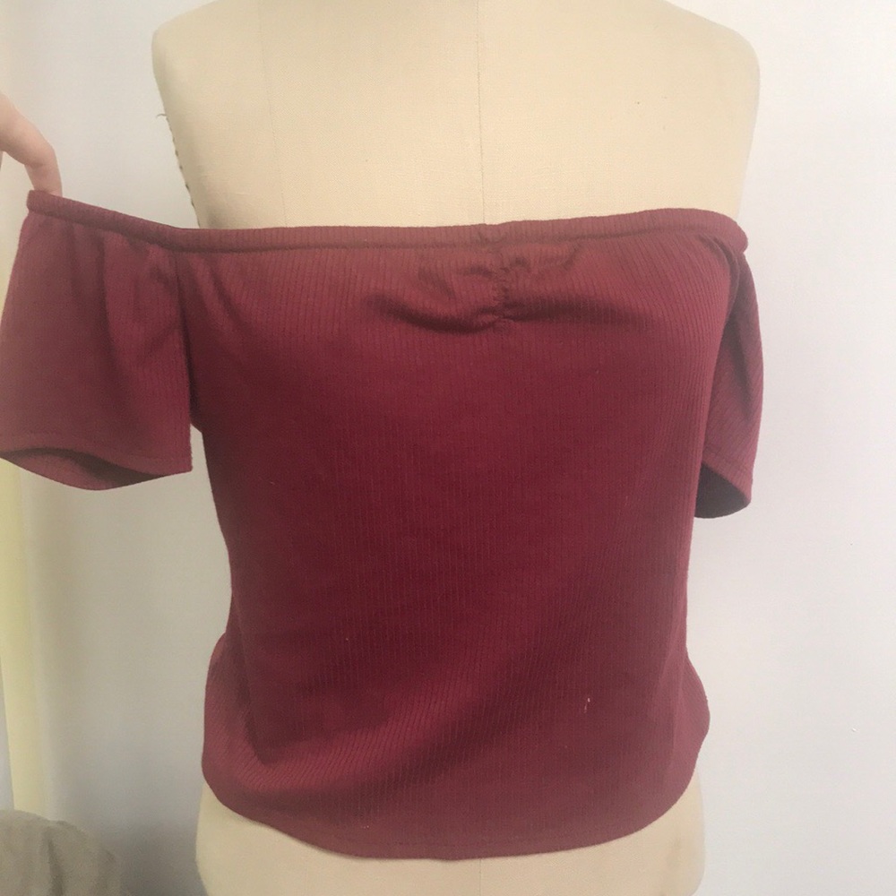 Red off shoulder crop top